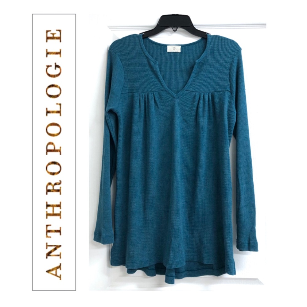 ANTHROPOLOGIE T.LA Turquoise V-Neck Sweater Size M